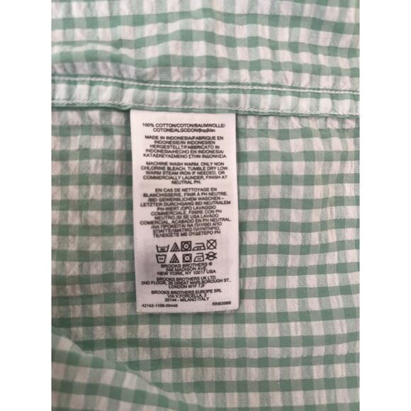BROOKS BROTHERS | Women's Pastel Green & White Gingham Long Sleeve Shirt Large - Picture 6 of 6